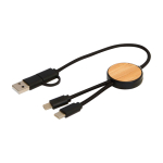 Câble de synchronisation des données et de charge rapide en bambou 27W couleur noir deuxième vue