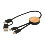 Câble de synchronisation des données et de charge rapide en bambou 27W couleur noir troisième vue