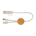 Câble de synchronisation des données et de charge rapide en bambou 27W couleur blanc deuxième vue frontale