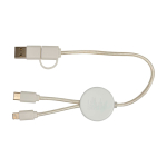 Câble de synchronisation des données et de charge rapide en bambou 27W couleur blanc deuxième vue arrière