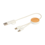 Câble de synchronisation des données et de charge rapide en bambou 27W couleur blanc deuxième vue