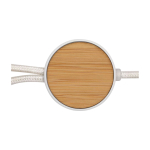 Câble de synchronisation des données et de charge rapide en bambou 27W couleur blanc troisième vue frontale