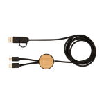 Câble de charge rapide en plastique recyclé et bambou 5 en 1, 27W couleur noir deuxième vue frontale