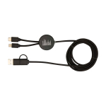 Câble de charge rapide en plastique recyclé et bambou 5 en 1, 27W couleur noir deuxième vue arrière