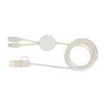 Câble de charge rapide en plastique recyclé et bambou 5 en 1, 27W couleur blanc deuxième vue arrière