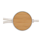 Câble de charge rapide en plastique recyclé et bambou 5 en 1, 27W couleur blanc troisième vue frontale