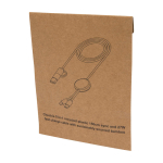 Câble de charge rapide en plastique recyclé et bambou 5 en 1, 27W couleur blanc deuxième vue avec boîte
