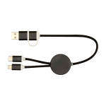 Câble en aluminium et plastique recyclé avec charge rapide 5 en 1 couleur noir deuxième vue frontale