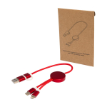 Câble en aluminium et plastique recyclé avec charge rapide 5 en 1 couleur rouge