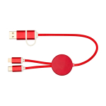 Câble en aluminium et plastique recyclé avec charge rapide 5 en 1 couleur rouge deuxième vue arrière