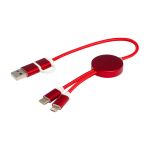 Câble en aluminium et plastique recyclé avec charge rapide 5 en 1 couleur rouge deuxième vue