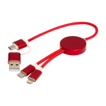 Câble en aluminium et plastique recyclé avec charge rapide 5 en 1 couleur rouge troisième vue