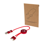 Câble en aluminium et plastique recyclé avec charge rapide 5 en 1 couleur rouge vue impression avec logo 2