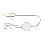 Câble en aluminium et plastique recyclé avec charge rapide 5 en 1 couleur argenté deuxième vue arrière