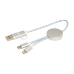 Câble en aluminium et plastique recyclé avec charge rapide 5 en 1 couleur argenté deuxième vue