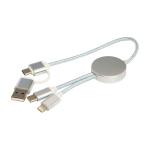 Câble en aluminium et plastique recyclé avec charge rapide 5 en 1 couleur argenté troisième vue