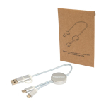 Câble en aluminium et plastique recyclé avec charge rapide 5 en 1 couleur argenté vue impression avec logo 2