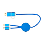 Câble en aluminium et plastique recyclé avec charge rapide 5 en 1 couleur bleu roi deuxième vue arrière