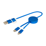 Câble en aluminium et plastique recyclé avec charge rapide 5 en 1 couleur bleu roi deuxième vue