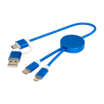 Câble en aluminium et plastique recyclé avec charge rapide 5 en 1 couleur bleu roi troisième vue