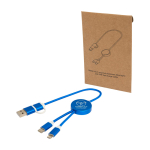 Câble en aluminium et plastique recyclé avec charge rapide 5 en 1 couleur bleu roi vue impression avec logo 2