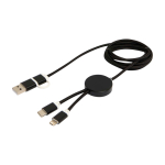 Câble de charge plastique recyclé et aluminium synchronisation 5 en 1 couleur noir deuxième vue
