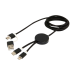 Câble de charge plastique recyclé et aluminium synchronisation 5 en 1 couleur noir troisième vue