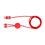 Câble de charge plastique recyclé et aluminium synchronisation 5 en 1 couleur rouge deuxième vue frontale