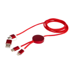 Câble de charge plastique recyclé et aluminium synchronisation 5 en 1 couleur rouge troisième vue
