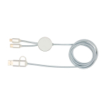 Câble de charge plastique recyclé et aluminium synchronisation 5 en 1 couleur argenté deuxième vue arrière