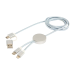 Câble de charge plastique recyclé et aluminium synchronisation 5 en 1 couleur argenté troisième vue