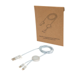 Câble de charge plastique recyclé et aluminium synchronisation 5 en 1 couleur argenté vue impression avec logo 2