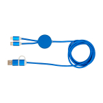 Câble de charge plastique recyclé et aluminium synchronisation 5 en 1 couleur bleu roi deuxième vue arrière