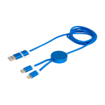 Câble de charge plastique recyclé et aluminium synchronisation 5 en 1 couleur bleu roi deuxième vue