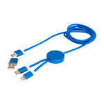 Câble de charge plastique recyclé et aluminium synchronisation 5 en 1 couleur bleu roi troisième vue