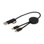Câble de charge rapide en plastique recyclé synchronisation 5 en 1 couleur noir deuxième vue
