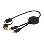 Câble de charge rapide en plastique recyclé synchronisation 5 en 1 couleur noir troisième vue