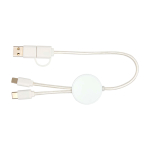 Câble de charge rapide en plastique recyclé synchronisation 5 en 1 couleur blanc deuxième vue frontale