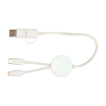 Câble de charge rapide en plastique recyclé synchronisation 5 en 1 couleur blanc deuxième vue arrière