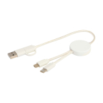 Câble de charge rapide en plastique recyclé synchronisation 5 en 1 couleur blanc deuxième vue
