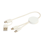 Câble de charge rapide en plastique recyclé synchronisation 5 en 1 couleur blanc troisième vue