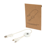 Câble de charge rapide en plastique recyclé synchronisation 5 en 1 couleur blanc vue avec impression sérigraphique