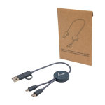 Câble de charge rapide en plastique recyclé synchronisation 5 en 1 vue avec impression sérigraphique