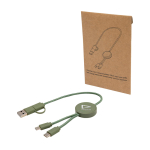 Câble de charge rapide en plastique recyclé synchronisation 5 en 1 vue avec impression sérigraphique