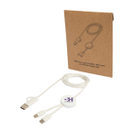 Câble en plastique recyclé synchronisation des données 27W, 5 en 1 couleur blanc vue avec impression sérigraphique