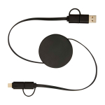Câble en plastique recyclé charge rapide et synchronisation 5 en 1 couleur noir deuxième vue frontale