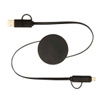Câble en plastique recyclé charge rapide et synchronisation 5 en 1 couleur noir deuxième vue arrière