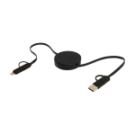 Câble en plastique recyclé charge rapide et synchronisation 5 en 1 couleur noir deuxième vue