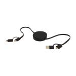 Câble en plastique recyclé charge rapide et synchronisation 5 en 1 couleur noir troisième vue