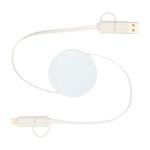 Câble en plastique recyclé charge rapide et synchronisation 5 en 1 couleur blanc deuxième vue frontale